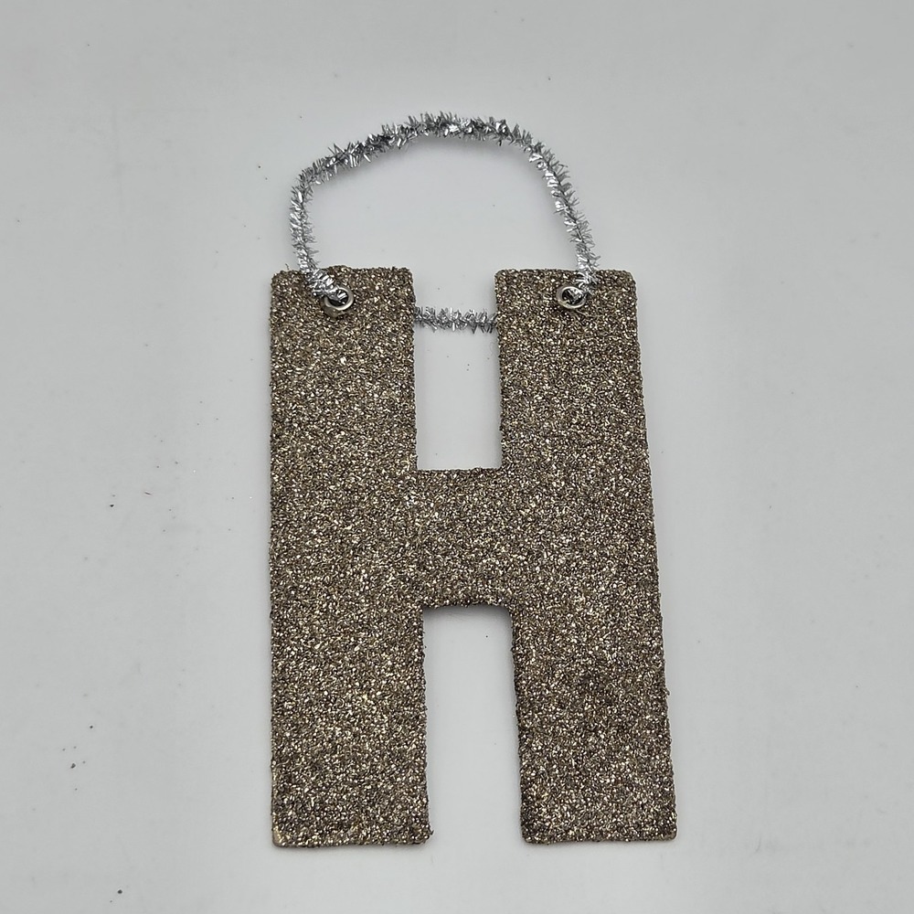 Vintage Bethany Lowe Pressed Glittered Paper Letter "H" Christmas Decor
